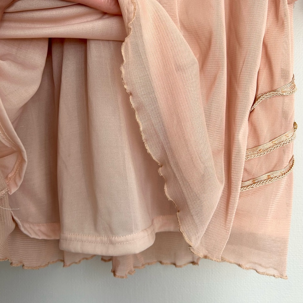 PRETTY ANGEL Silk Mesh Applique Beaded Slip Dress Fairy Coquette Angel Boho Sz L - Picture 14 of 16
